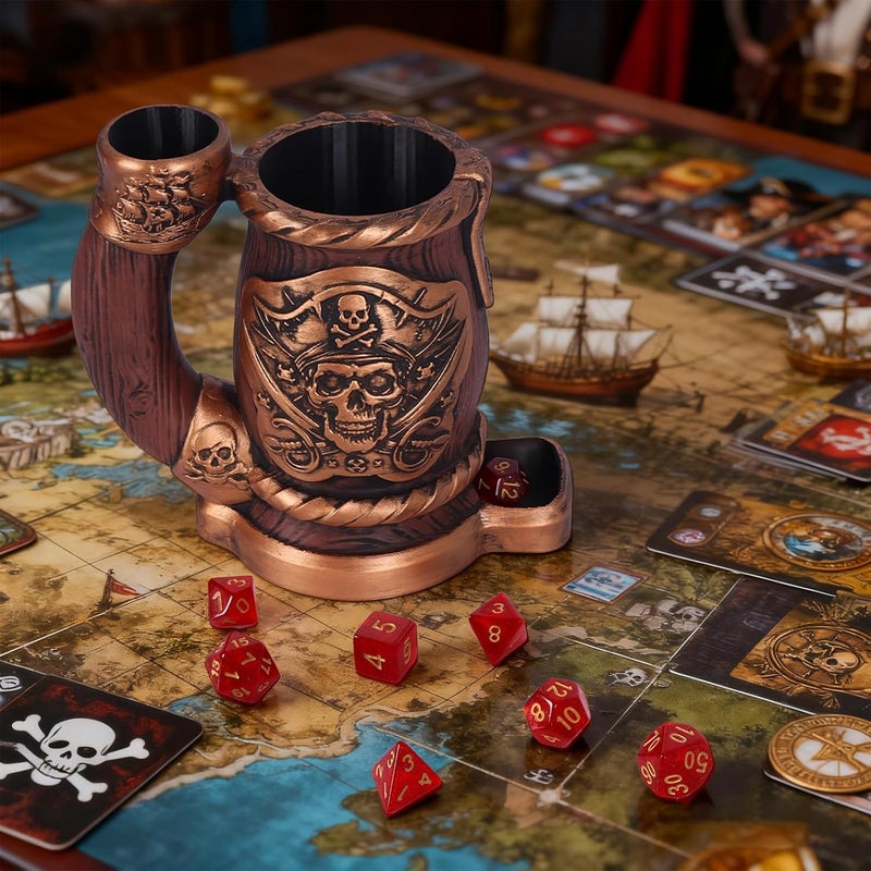 Luazuri Store Dice Tower Mug, Dice Rolling Tower, Comes with 7 PCS Dice Set, Suitable for DND Dungeons and Dragons, Tabletop Games, Available As Drink Holder, D&D Gifts, DND Accessories (Wooden Skull) - Image 5